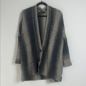 Anthropologie Two Sisters Wool Gradient Grey Beige Drop Shoulder Sweater OS